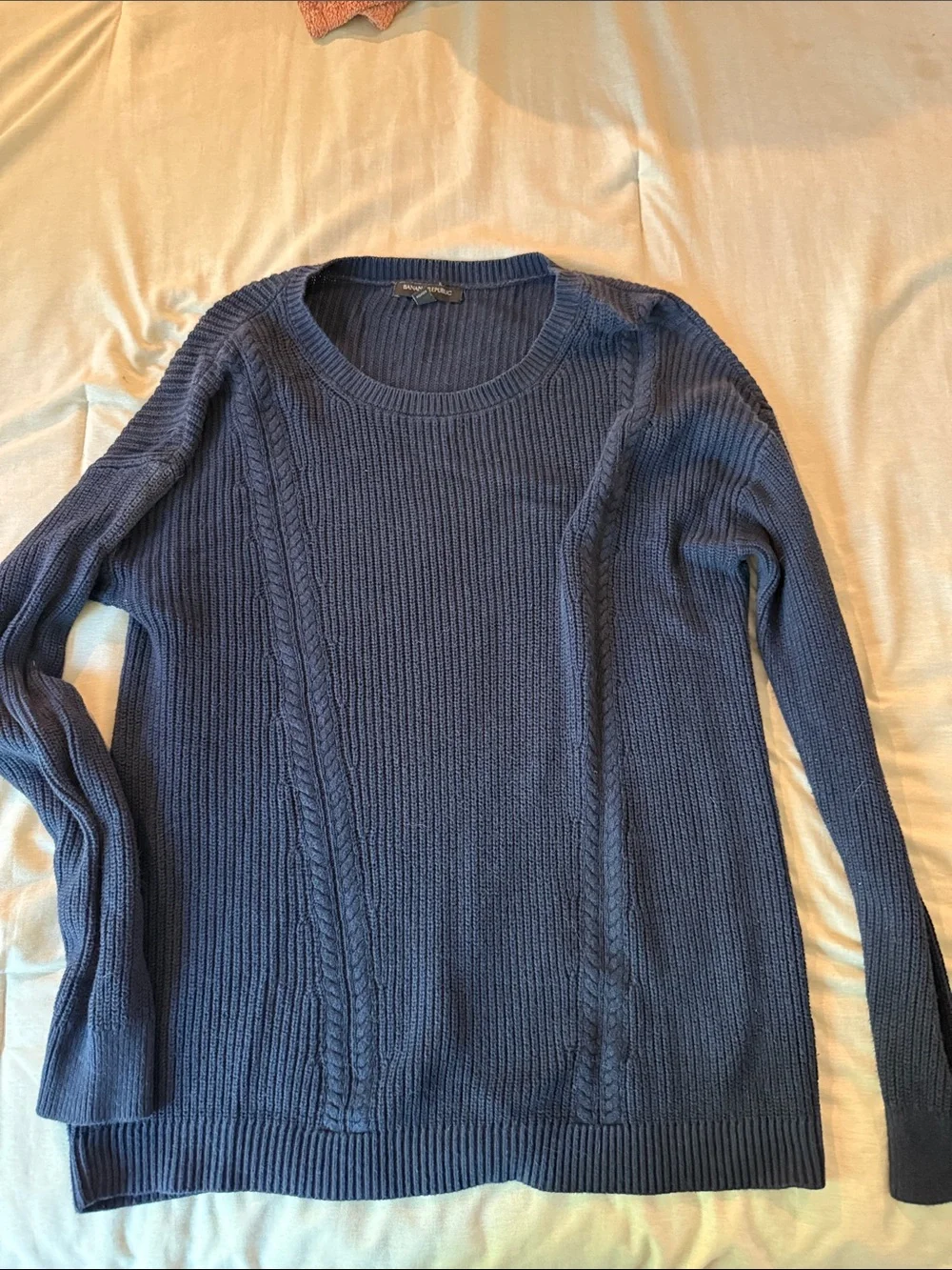 Banana Republic Navy Ribbed Knit Crewneck Sweater